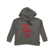 USC Trojans Women's 289C Charcoal SC Interlock Maya Cowl Neck Fleece Hoodie